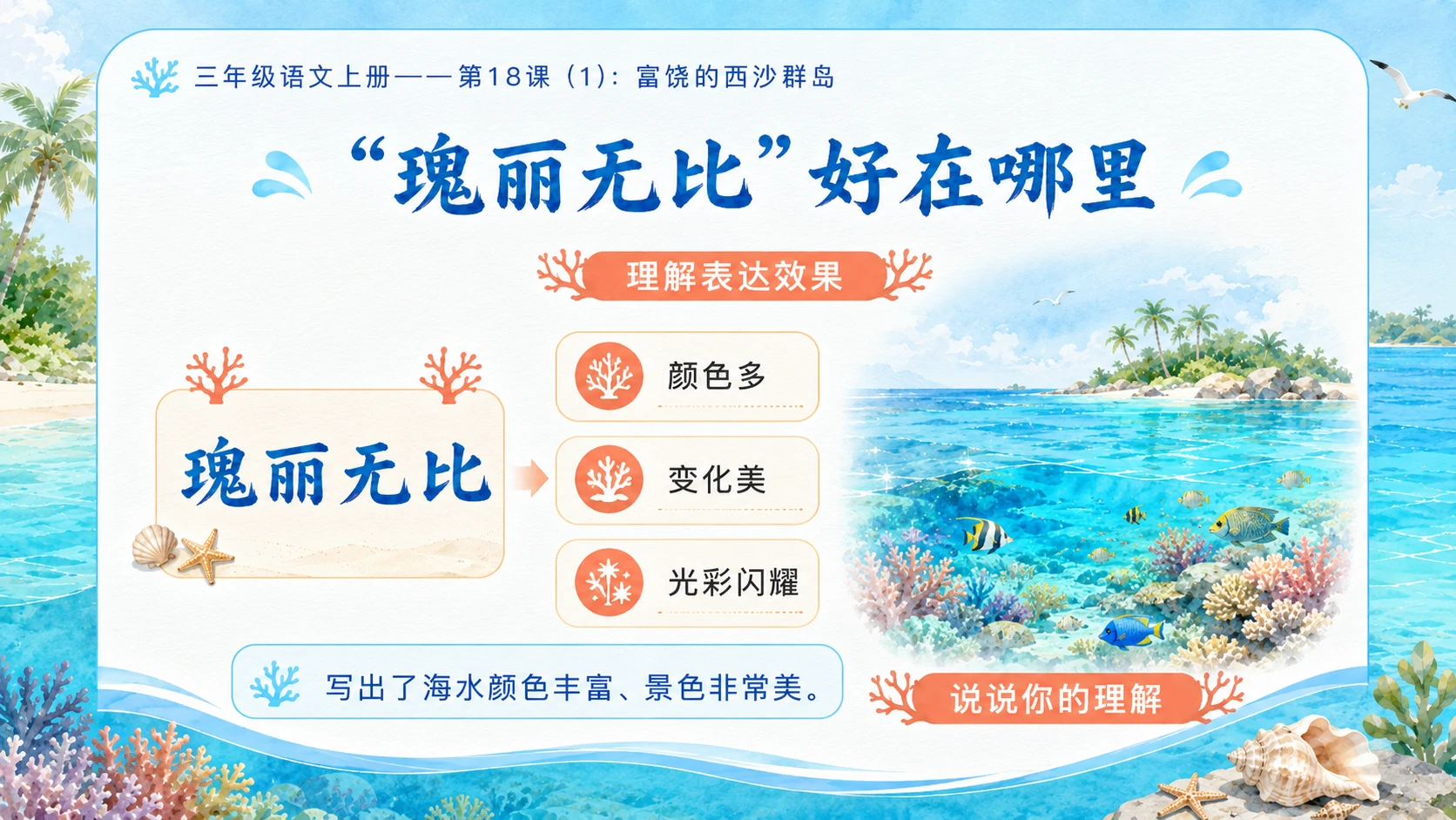 小学六年制统编教材系列课件——三年级语文上册第18课（1）：富饶的西沙群岛 - 预览图9