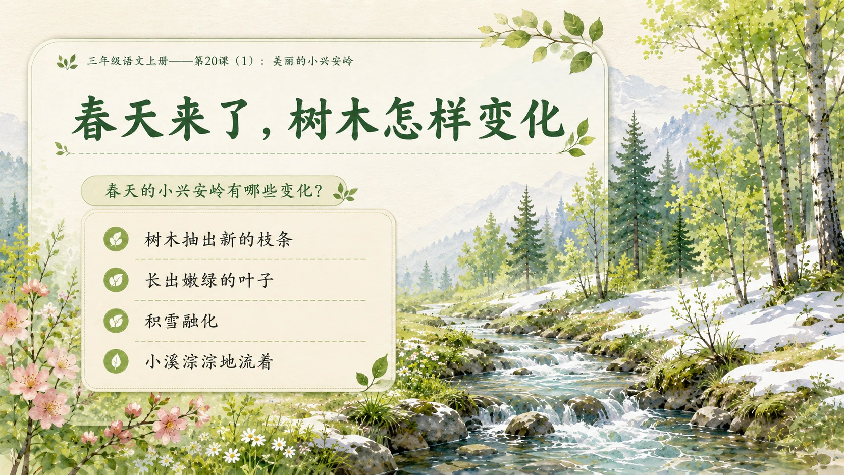 小学六年制统编教材系列课件——三年级语文上册第20课（1）：美丽的小兴安岭 - 预览图9