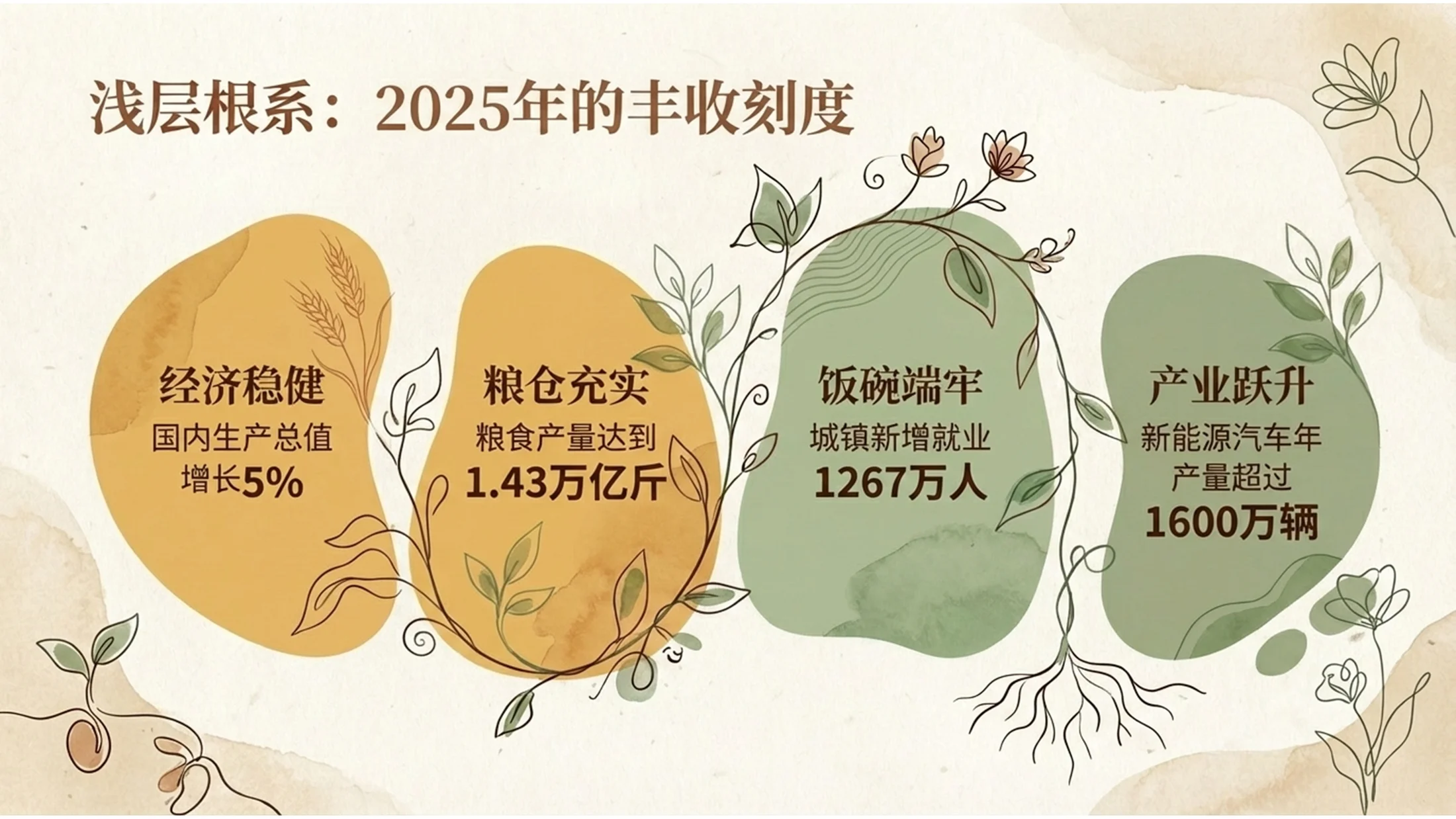 手绘柔和波西米亚风格政府工作报告PPT - 预览图3