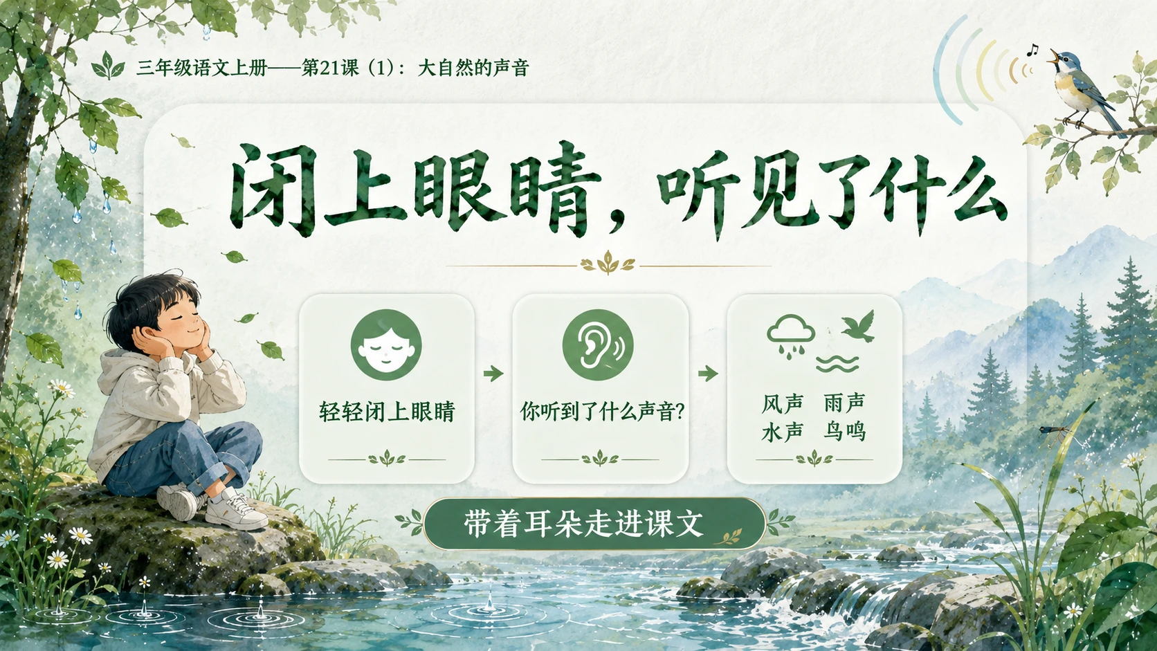 小学六年制统编教材系列课件——三年级语文上册第21课（1）：大自然的声音 - 预览图2