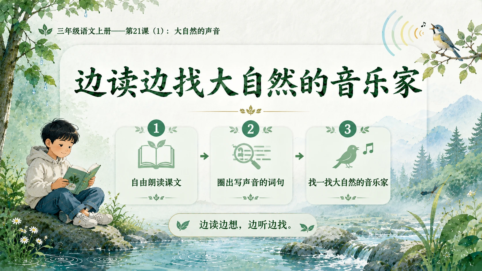 小学六年制统编教材系列课件——三年级语文上册第21课（1）：大自然的声音 - 预览图6