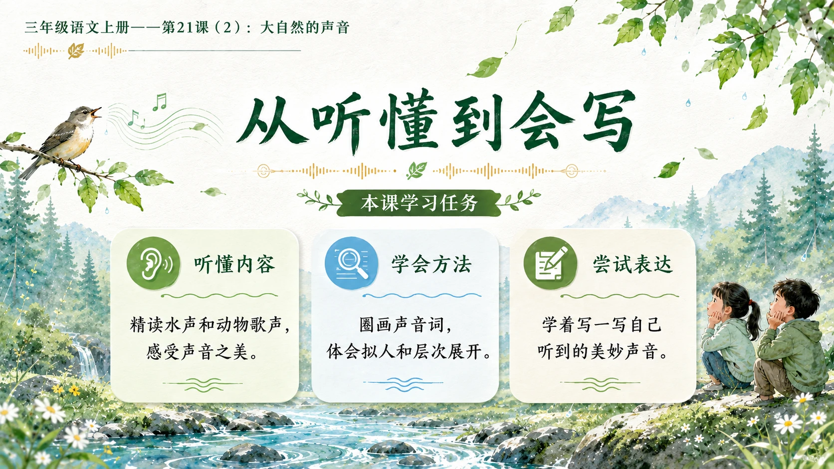 小学六年制统编教材系列课件——三年级语文上册第21课（2）：大自然的声音 - 预览图3