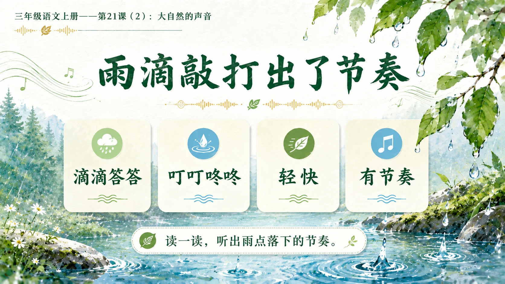 小学六年制统编教材系列课件——三年级语文上册第21课（2）：大自然的声音 - 预览图5