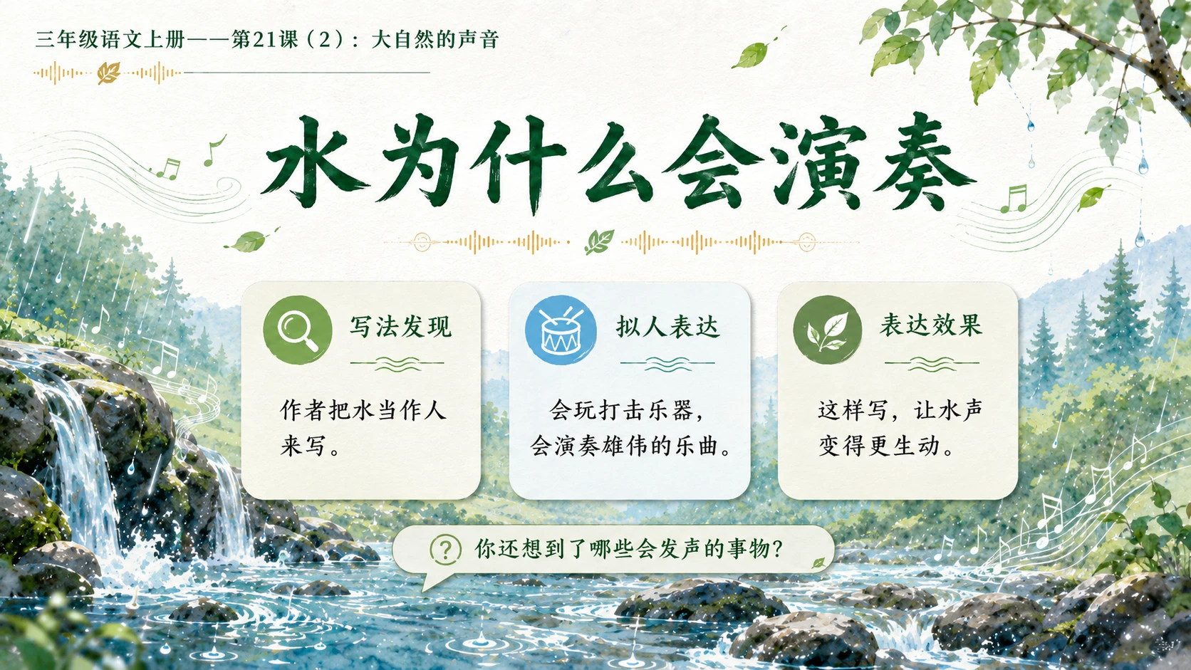 小学六年制统编教材系列课件——三年级语文上册第21课（2）：大自然的声音 - 预览图8