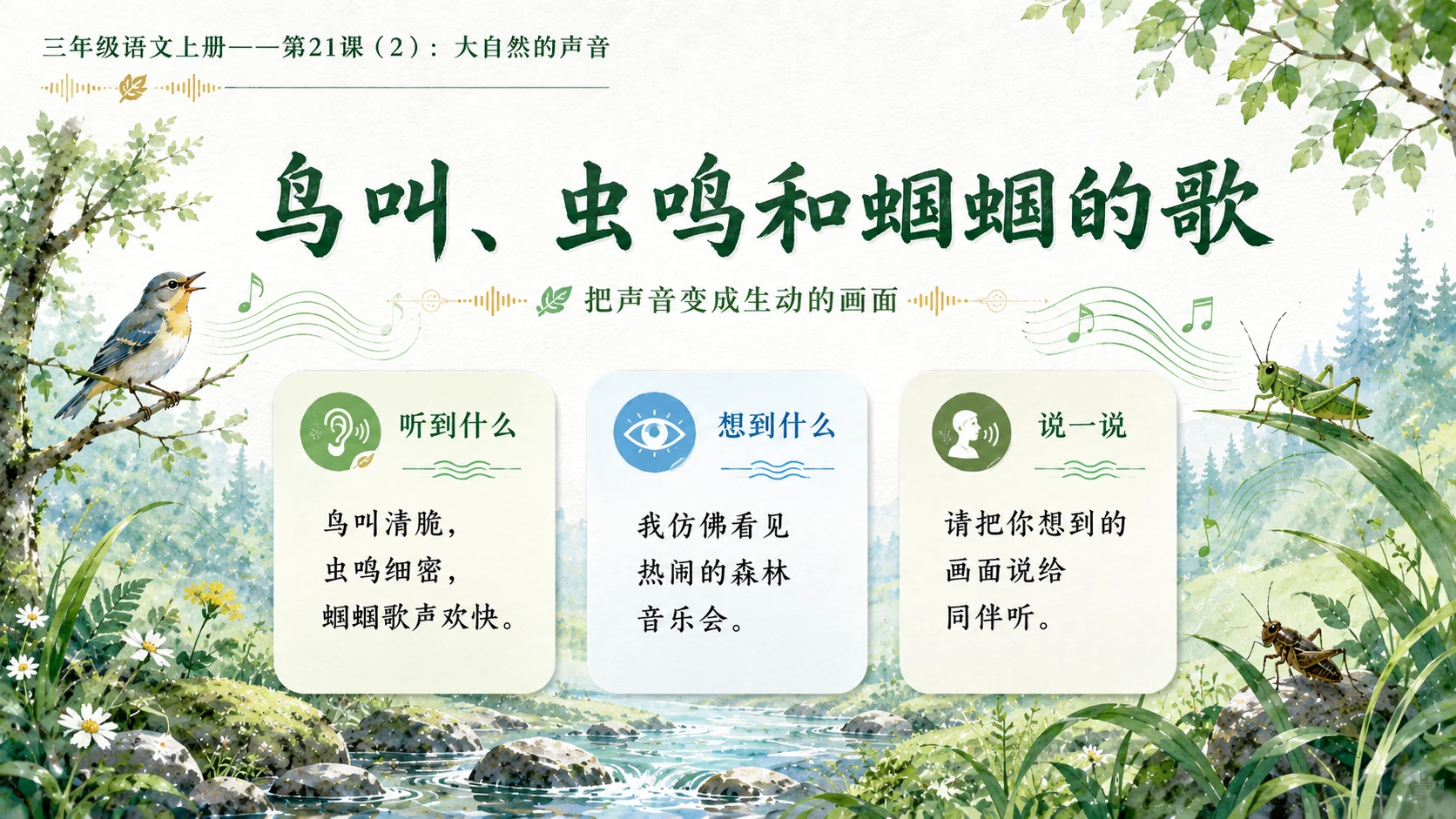 小学六年制统编教材系列课件——三年级语文上册第21课（2）：大自然的声音 - 预览图10