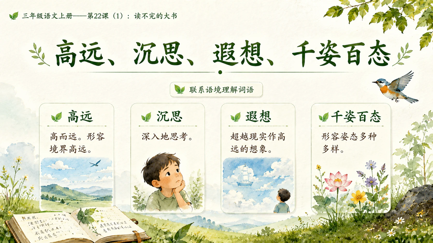 小学六年制统编教材系列课件——三年级语文上册第22课（1）：读不完的大书 - 预览图5