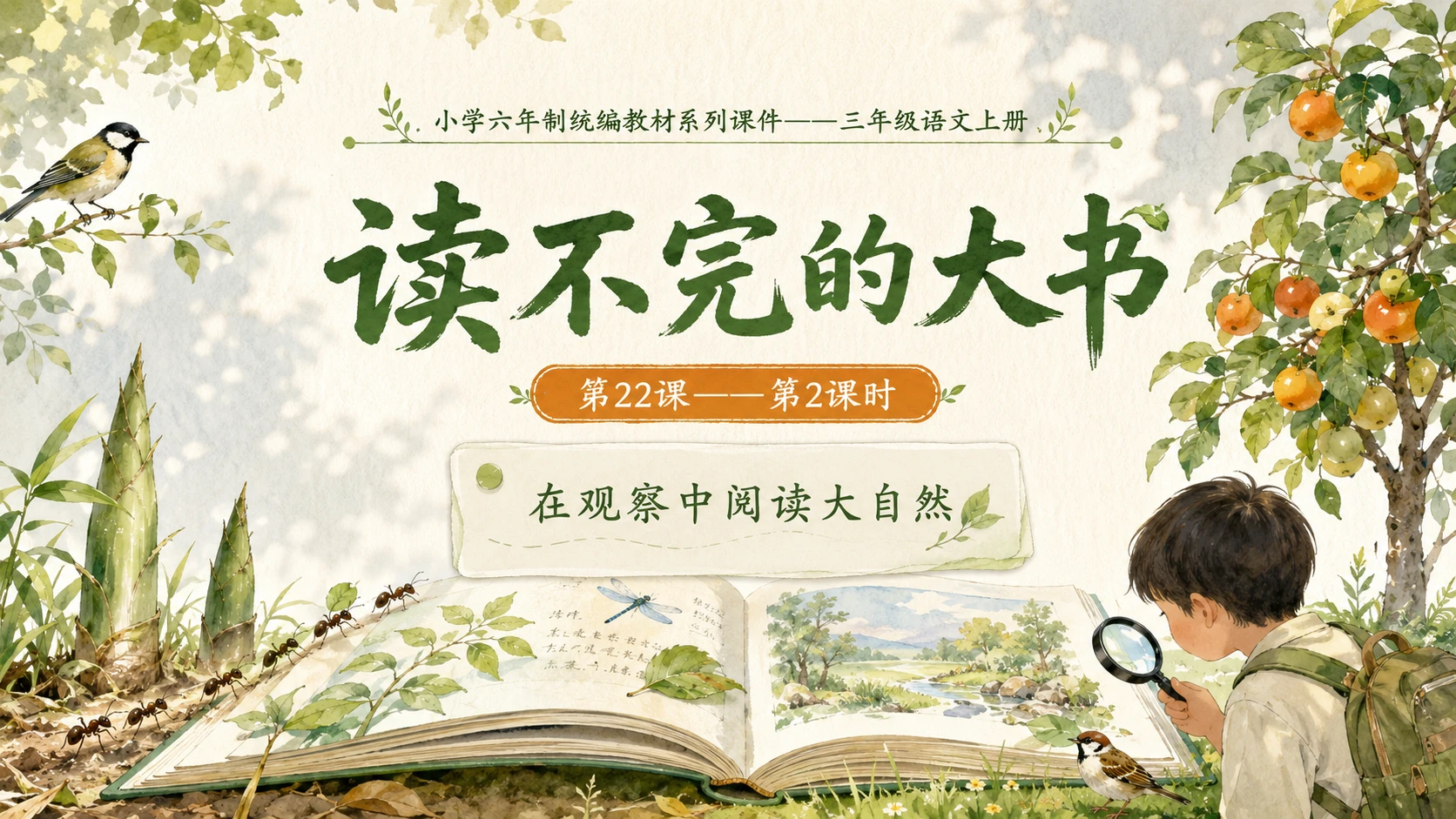 小学六年制统编教材系列课件——三年级语文上册第22课（2）：读不完的大书 - 预览图1