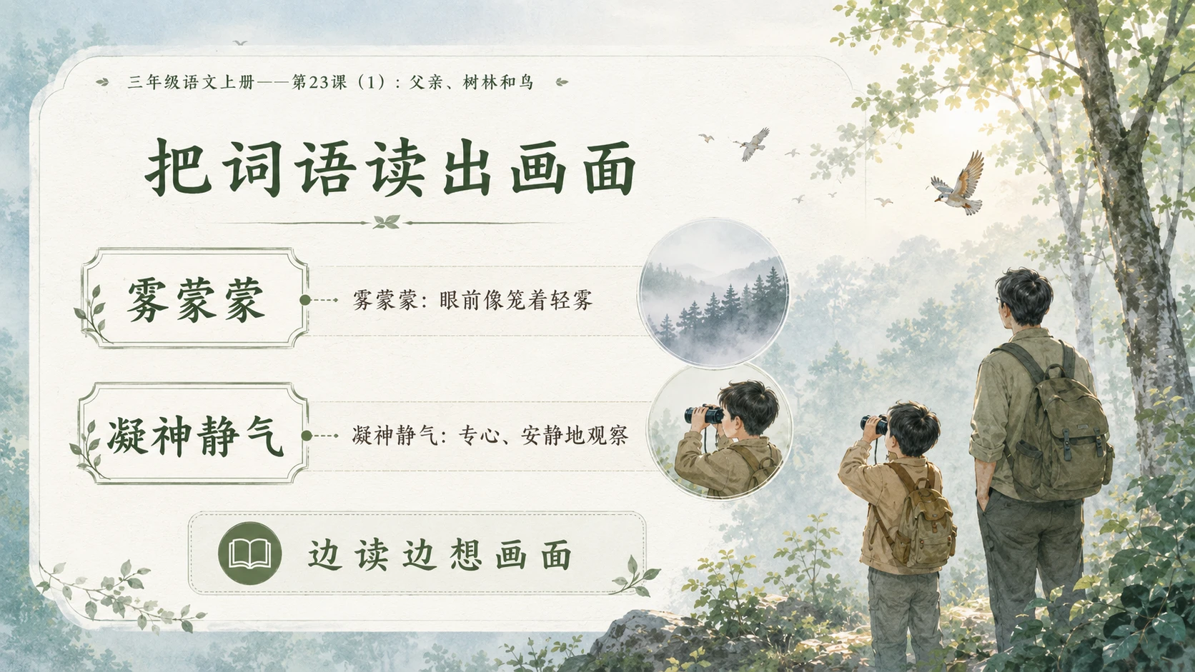 小学六年制统编教材系列课件——三年级语文上册第23课（1）：父亲、树林和鸟 - 预览图6