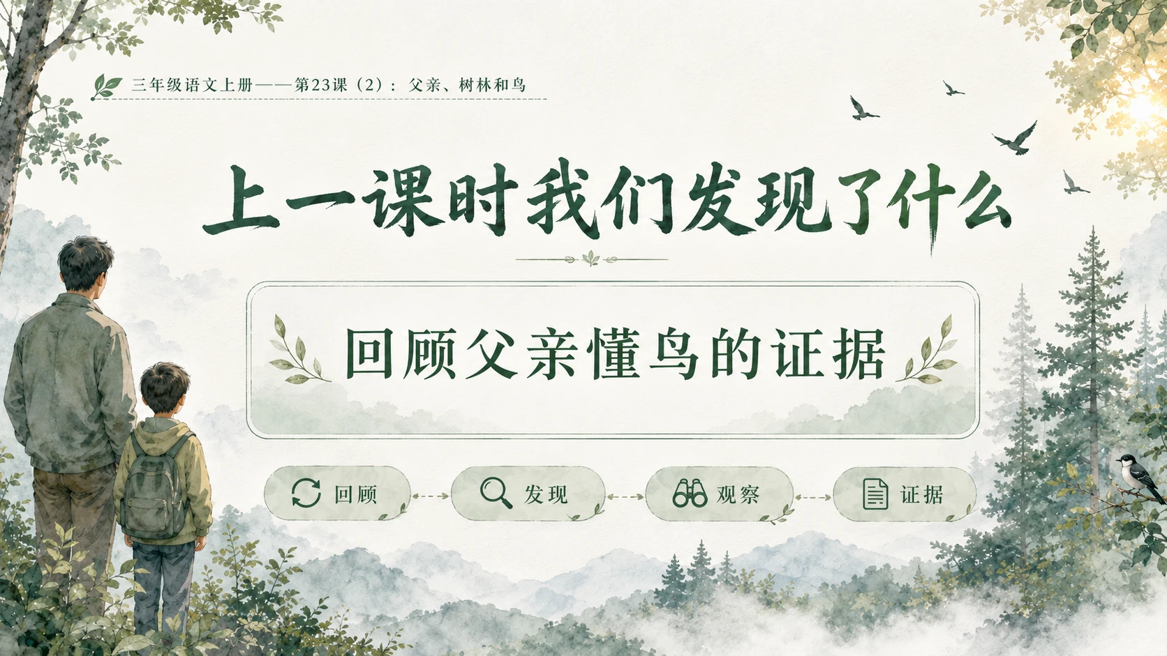 小学六年制统编教材系列课件——三年级语文上册第23课（2）：父亲、树林和鸟 - 预览图2