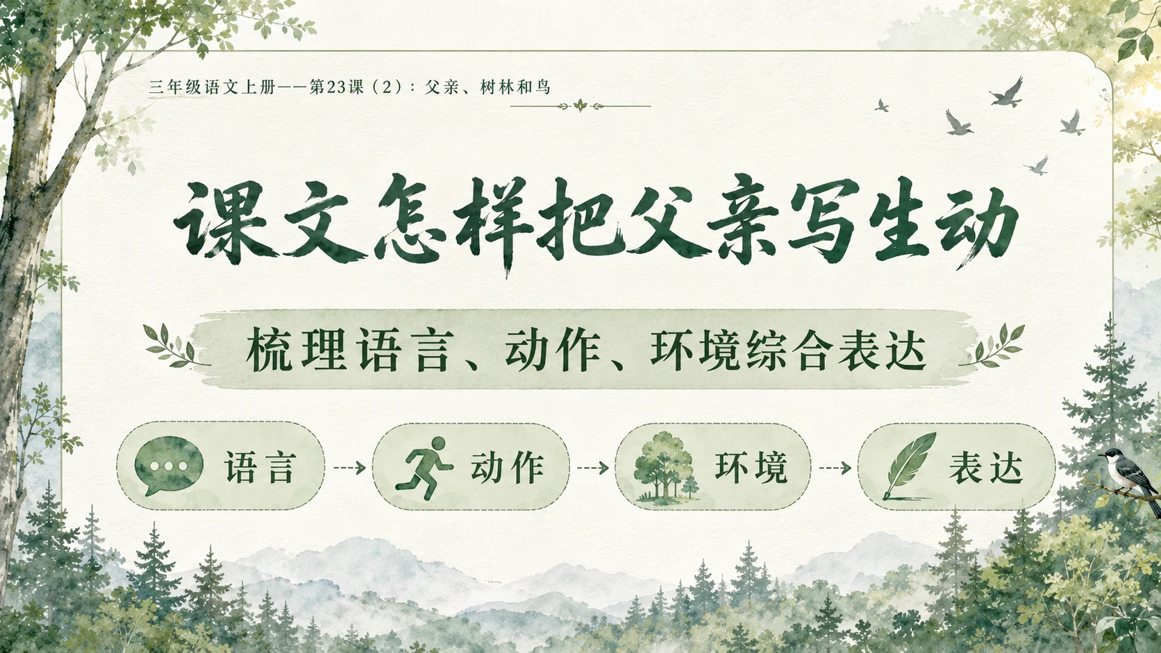 小学六年制统编教材系列课件——三年级语文上册第23课（2）：父亲、树林和鸟 - 预览图9