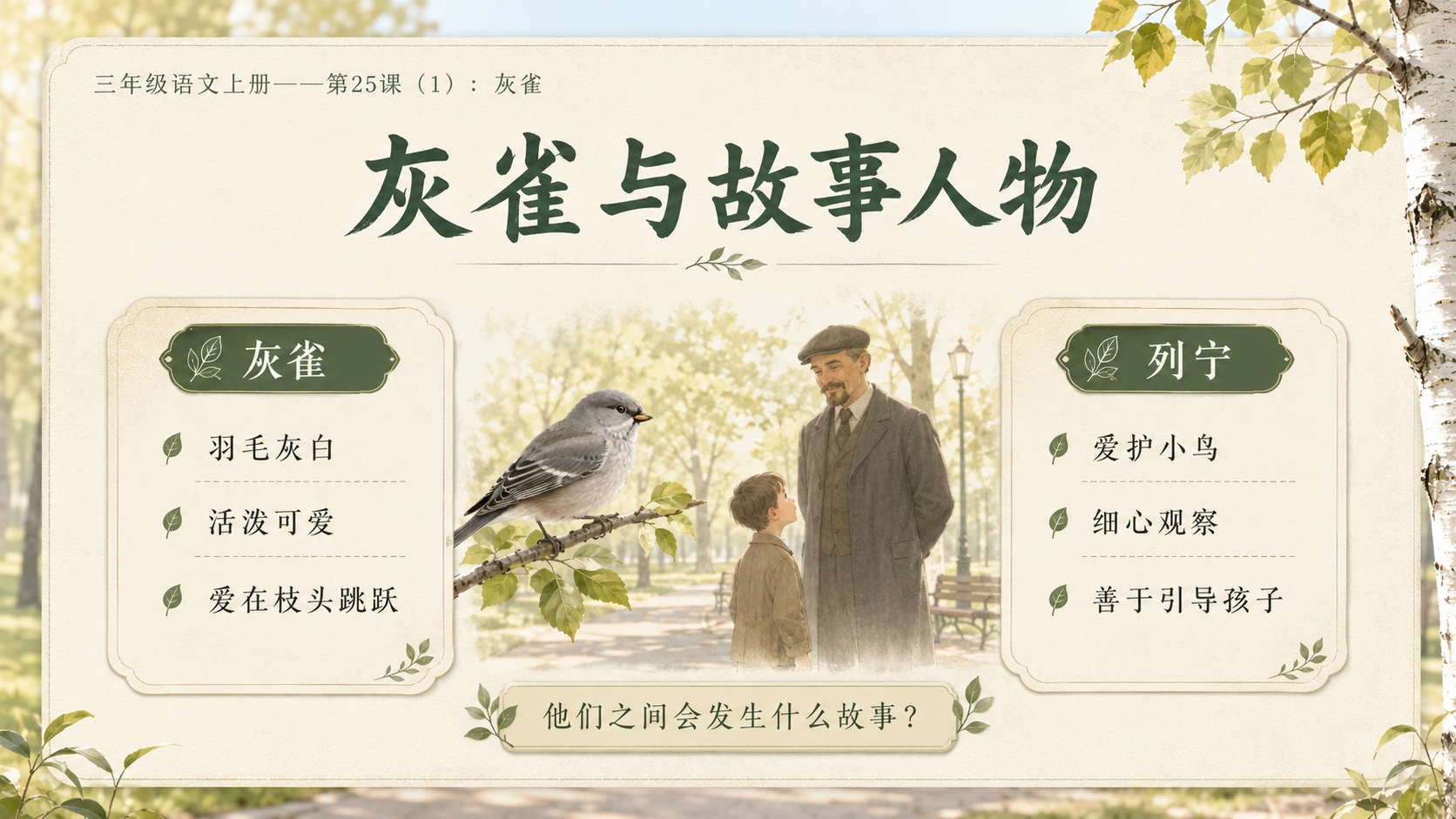 小学六年制统编教材系列课件——三年级语文上册第25课（1）：灰雀 - 预览图4