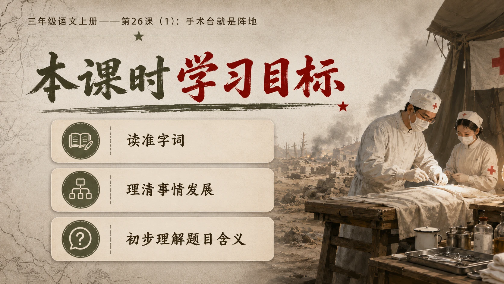 小学六年制统编教材系列课件——三年级语文上册第26课（1）：手术台就是阵地 - 预览图2