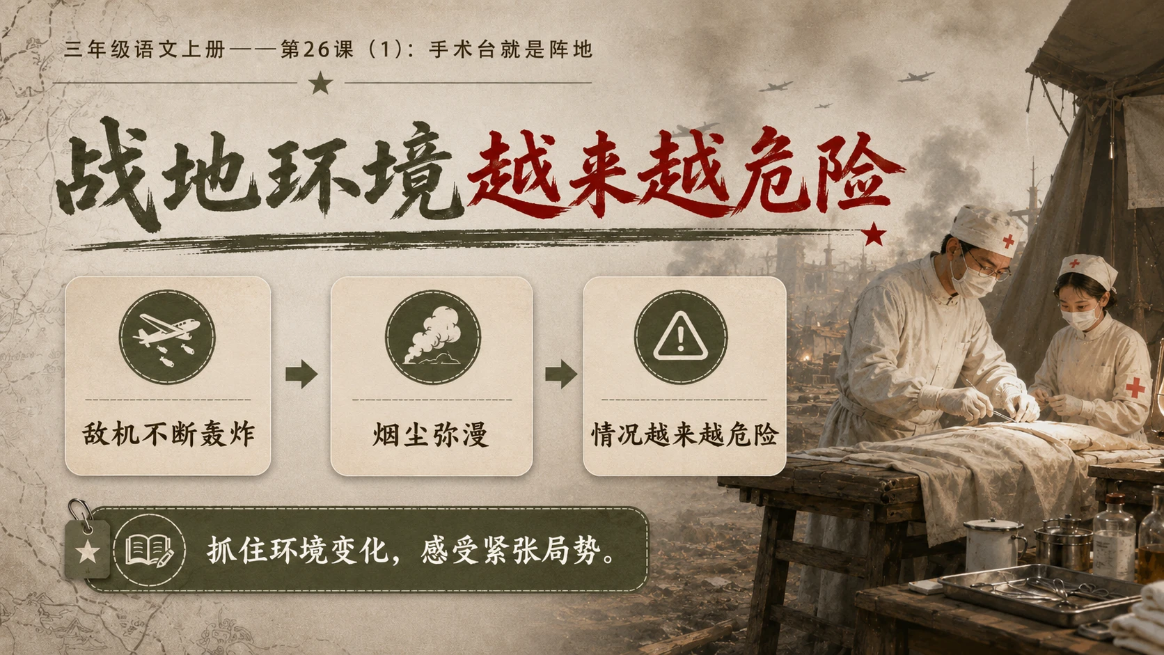 小学六年制统编教材系列课件——三年级语文上册第26课（1）：手术台就是阵地 - 预览图9