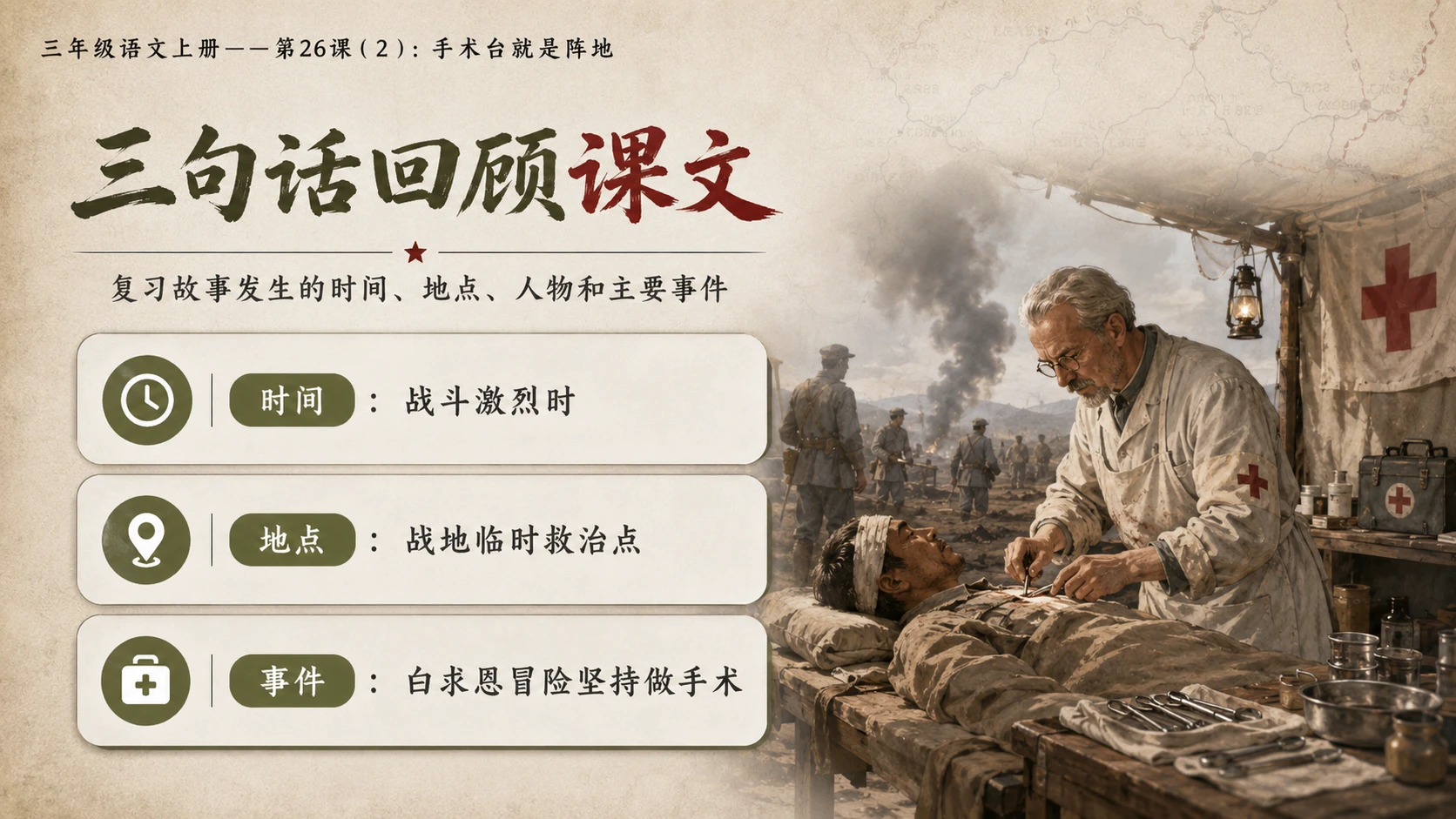 小学六年制统编教材系列课件——三年级语文上册第26课（2）：手术台就是阵地 - 预览图2