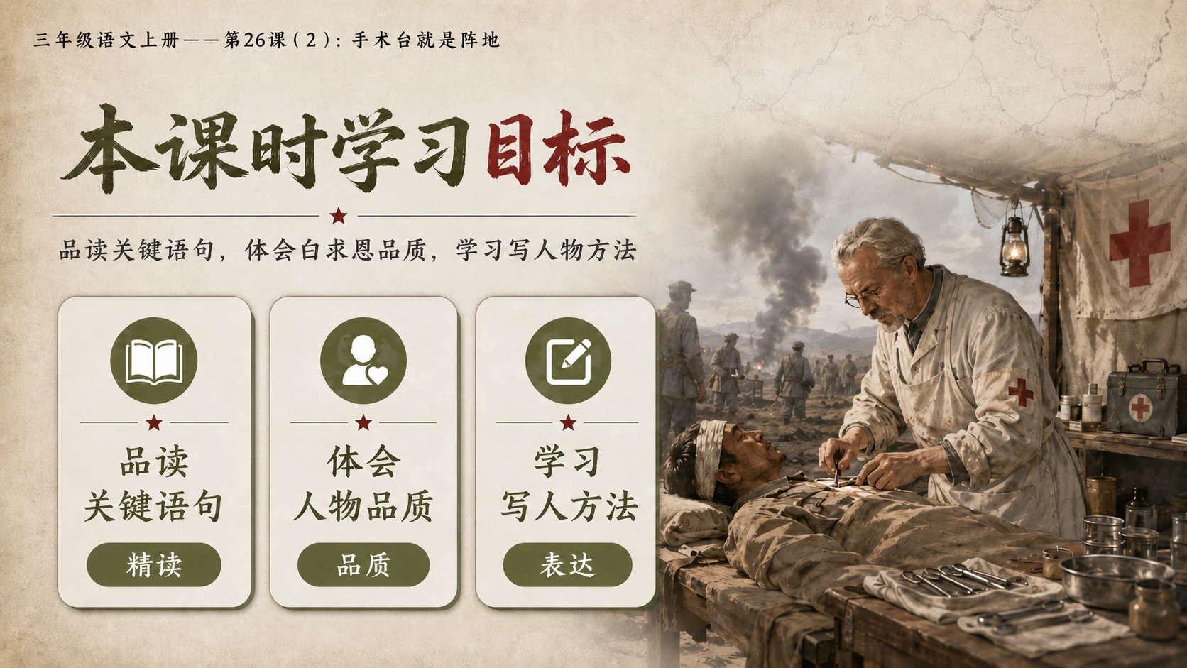 小学六年制统编教材系列课件——三年级语文上册第26课（2）：手术台就是阵地 - 预览图3