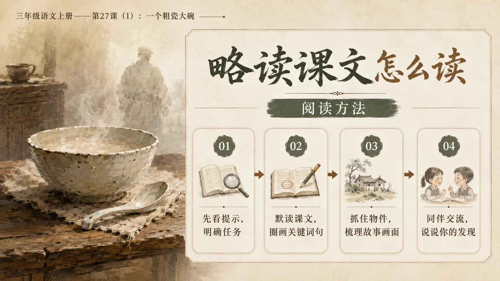 小学六年制统编教材系列课件——三年级语文上册第27课（1）：一个粗瓷大碗 - 预览图4
