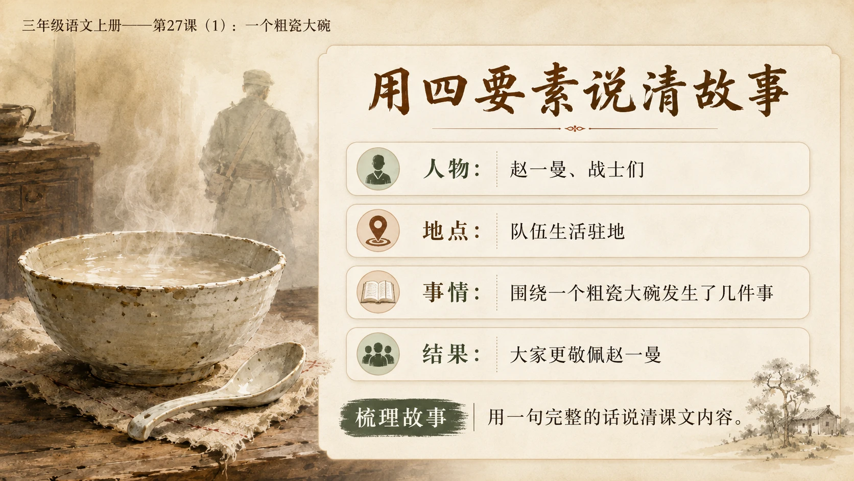 小学六年制统编教材系列课件——三年级语文上册第27课（1）：一个粗瓷大碗 - 预览图7