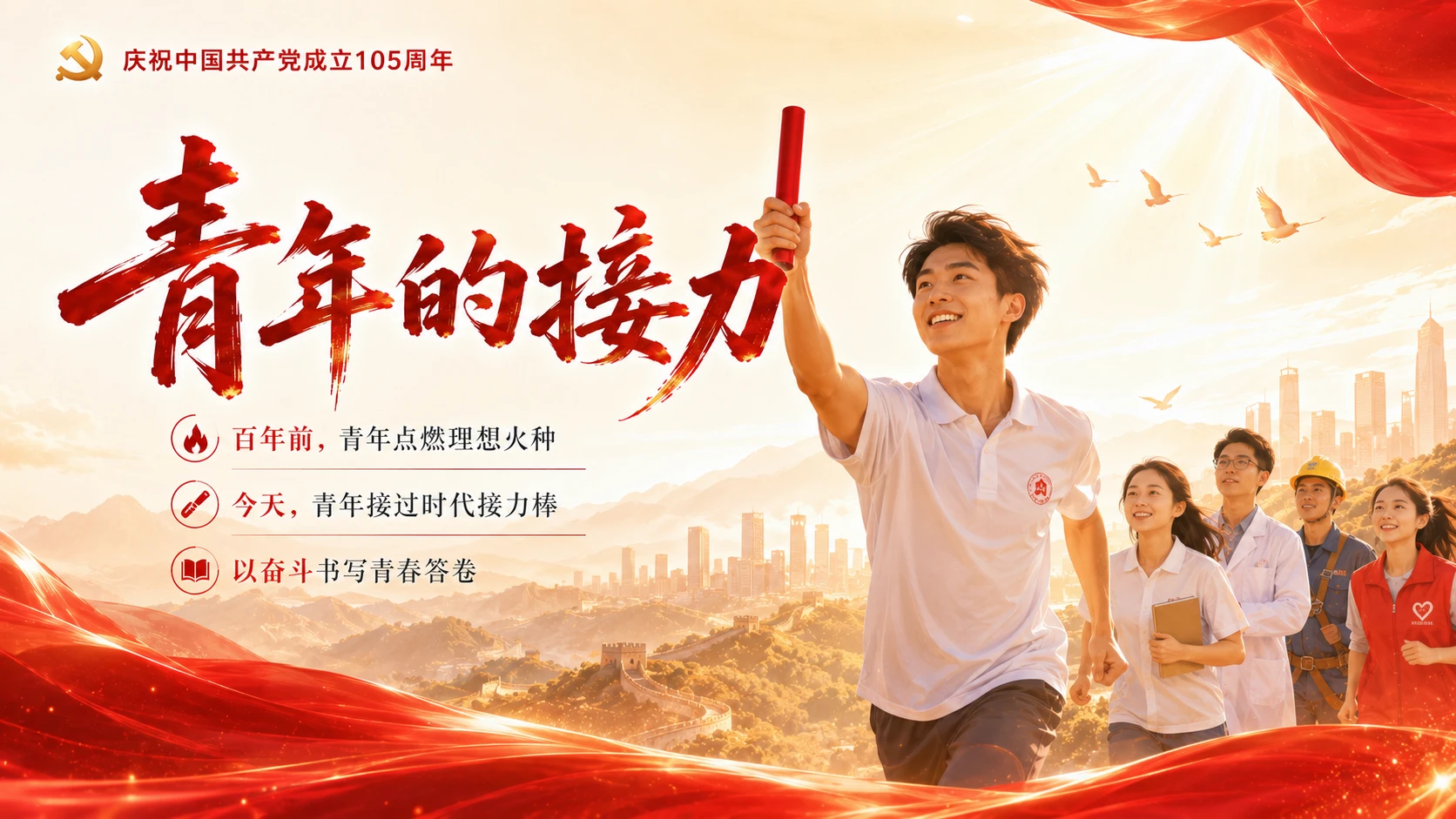 奋进正当时党主题PPT - 预览图14