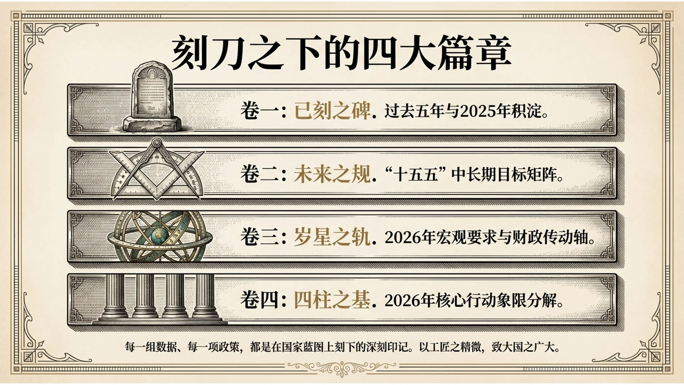 铜板雕刻风格复古绘画政府工作报告PPT - 预览图1