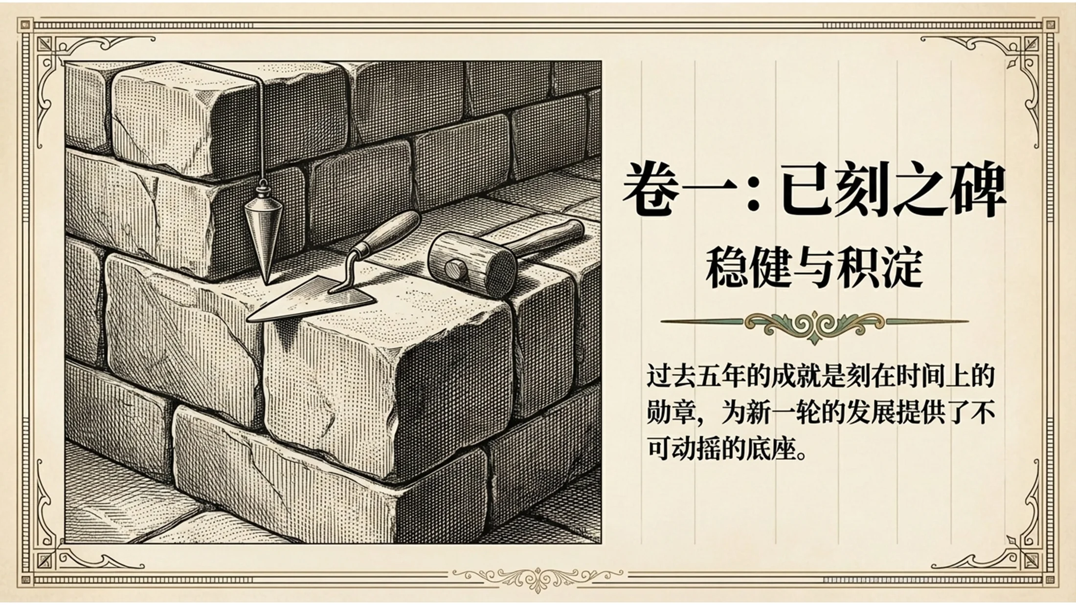 铜板雕刻风格复古绘画政府工作报告PPT - 预览图2