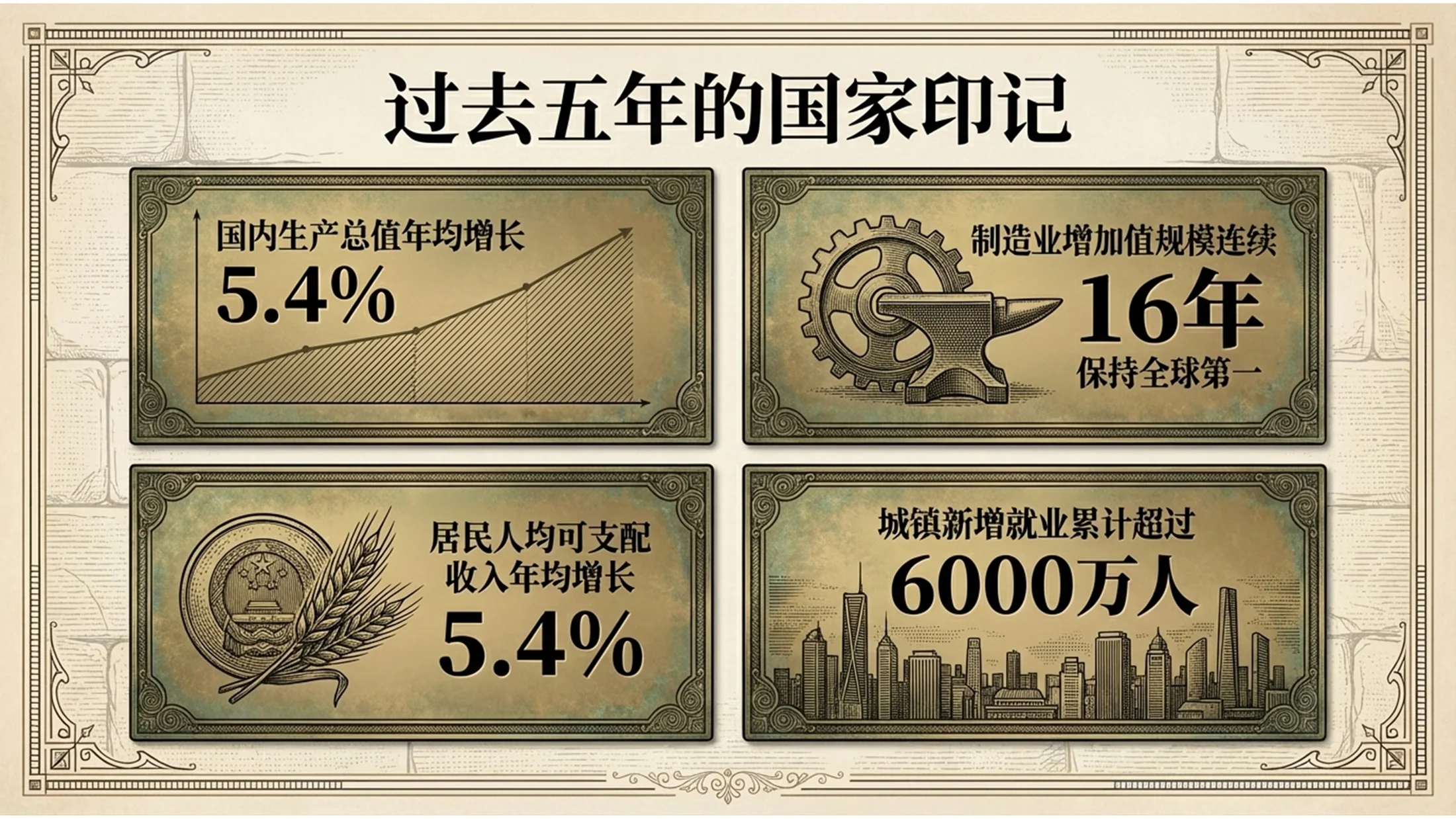 铜板雕刻风格复古绘画政府工作报告PPT - 预览图3