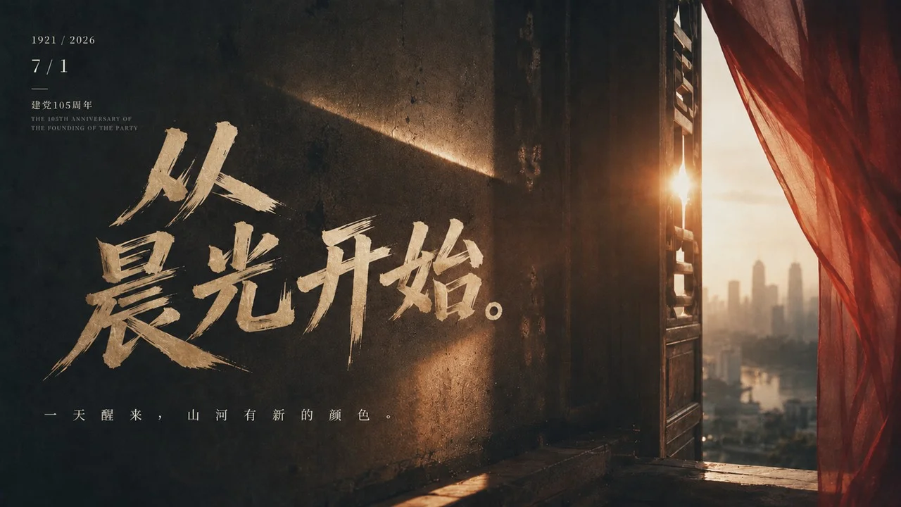 写给七一党的一封时代影像诗PPT - 预览图1