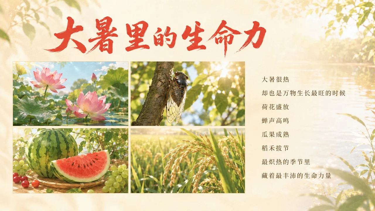 《大暑：炎蒸至极，万物向荣》二十四节气传统文化科普PPT课件 - 预览图12