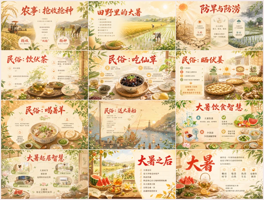 《大暑：炎蒸至极，万物向荣》二十四节气传统文化科普PPT课件 - 预览图13
