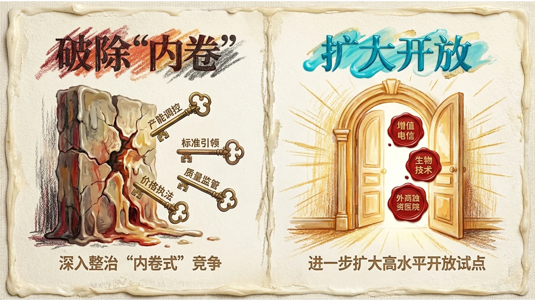 彩色油漆蜡画风格政府工作报告PPT - 预览图8