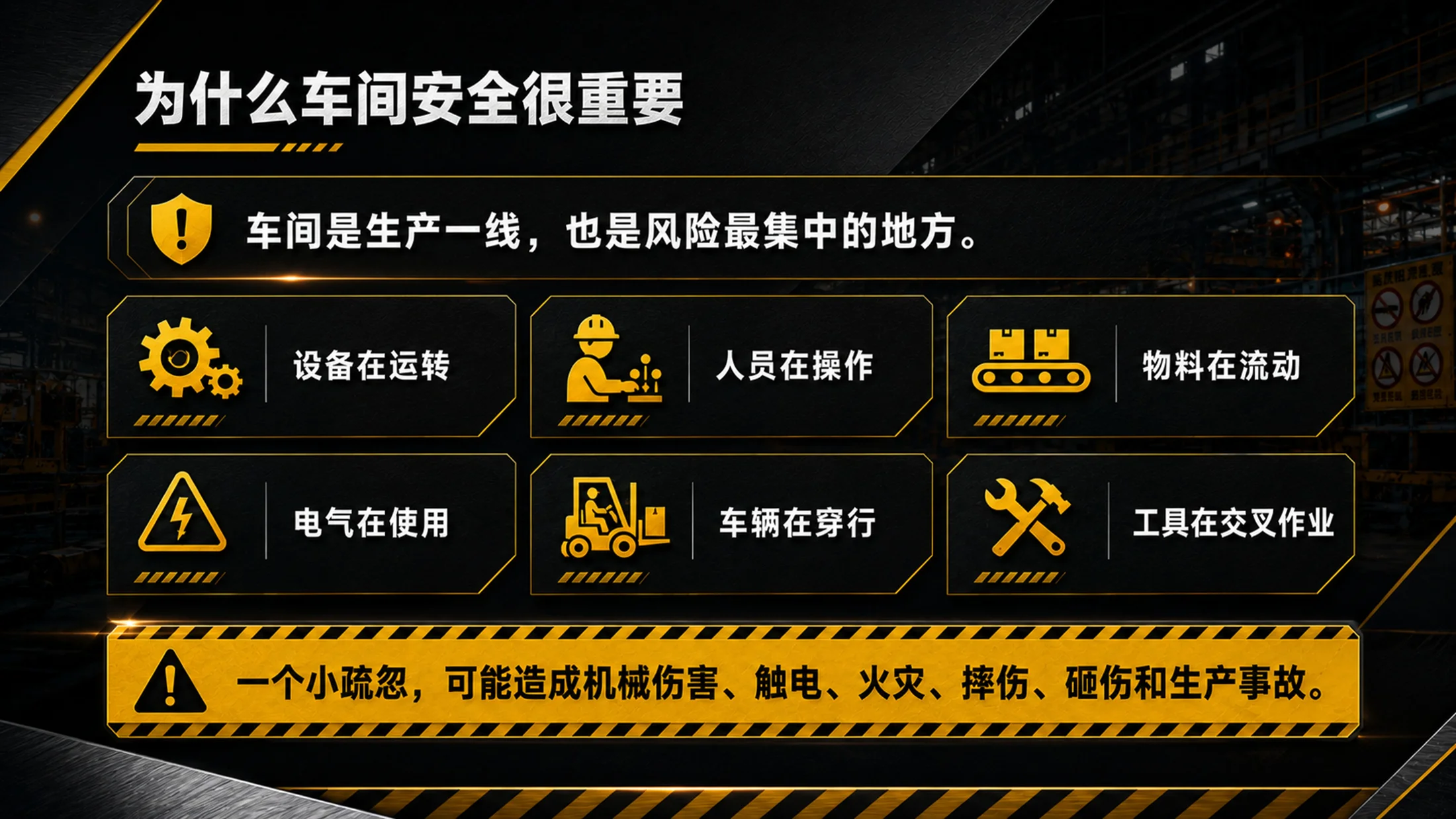 工厂车间安全生产培训PPT课件｜车间员工安全教育｜生产现场规范操作模板 - 预览图4