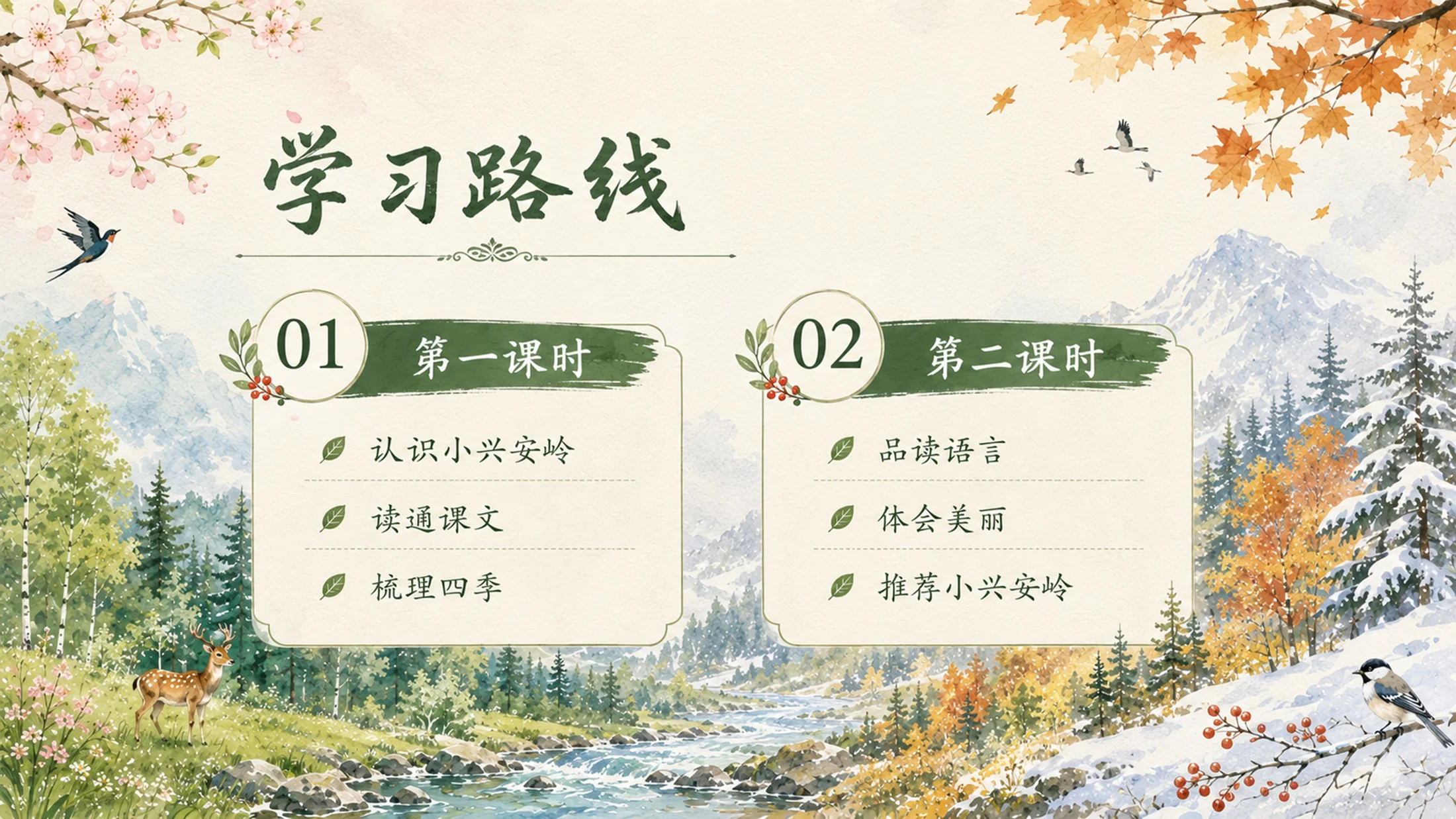 部编版小学语文三年级上册《美丽的小兴安岭》PPT课件｜四季森林自然风光公开课模板 - 预览图2