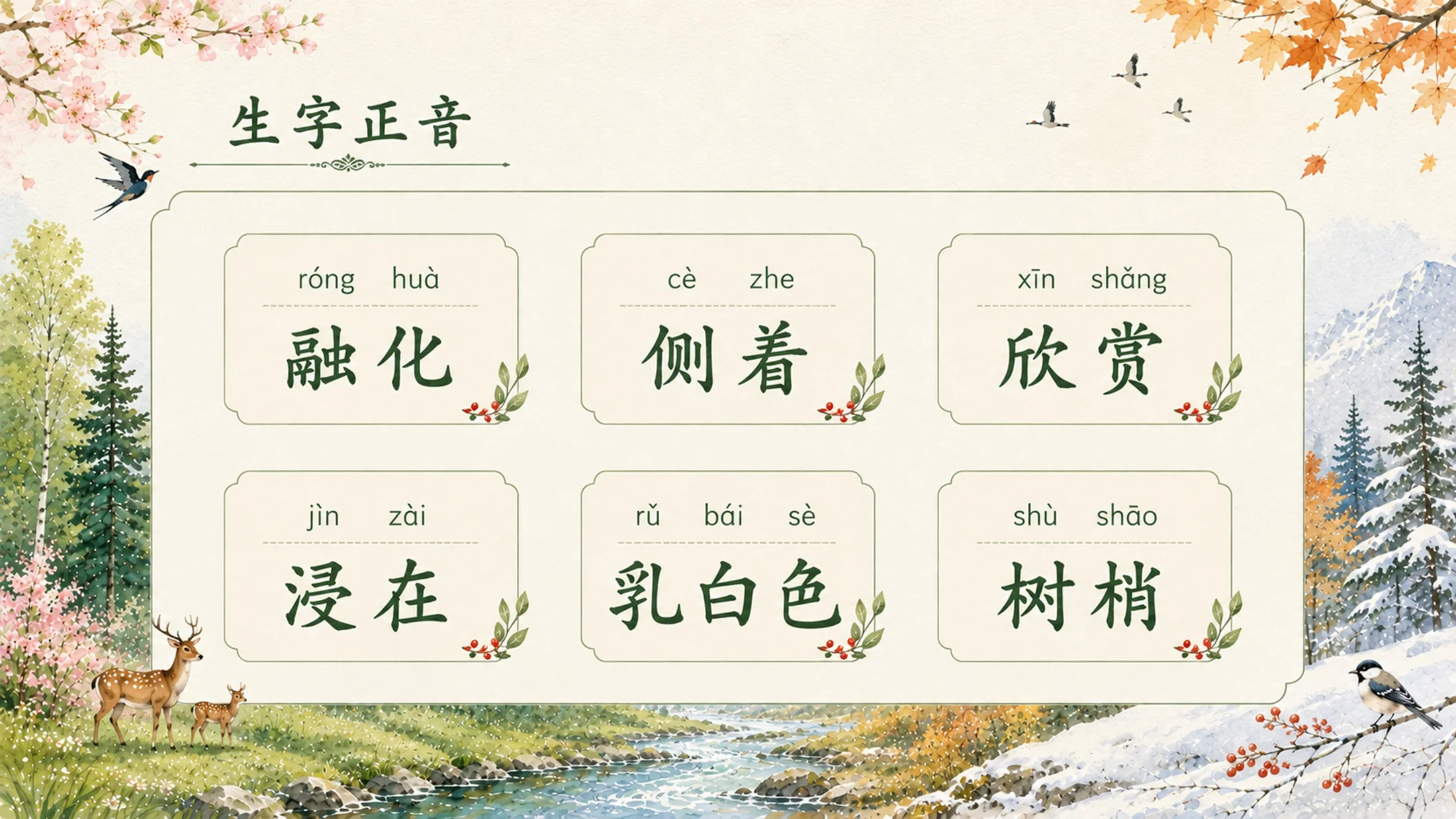 部编版小学语文三年级上册《美丽的小兴安岭》PPT课件｜四季森林自然风光公开课模板 - 预览图7