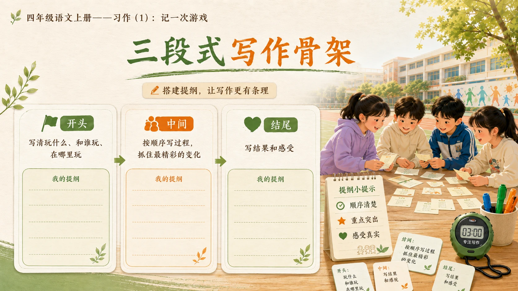 小学六年制统编教材系列课件——四年级语文上册：习作：记一次游戏（1） - 预览图12
