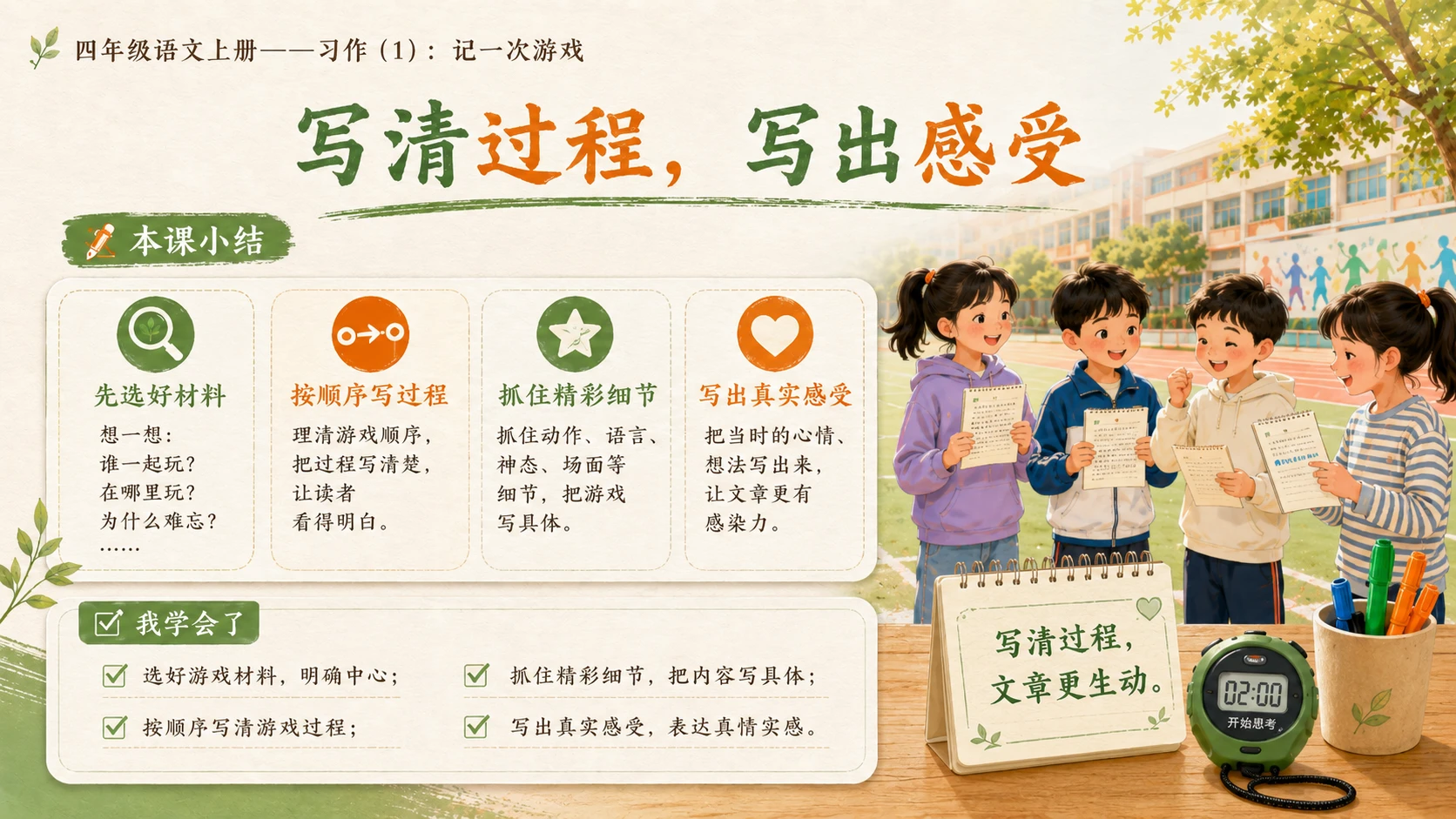 小学六年制统编教材系列课件——四年级语文上册：习作：记一次游戏（1） - 预览图17