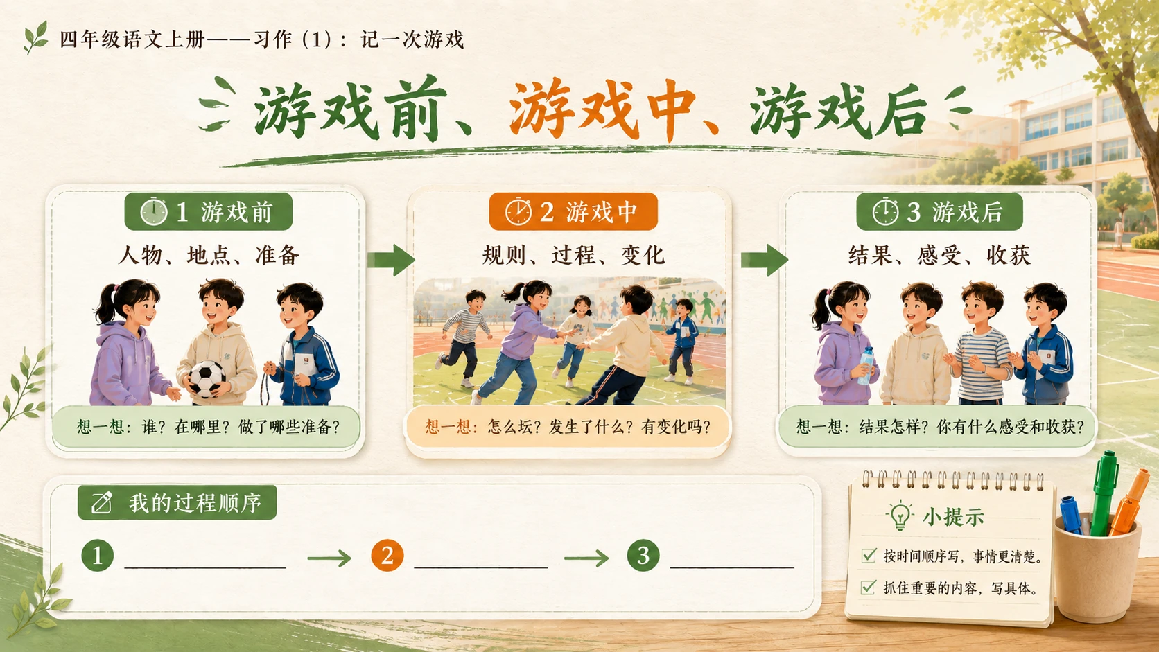 小学六年制统编教材系列课件——四年级语文上册：习作：记一次游戏（1） - 预览图7