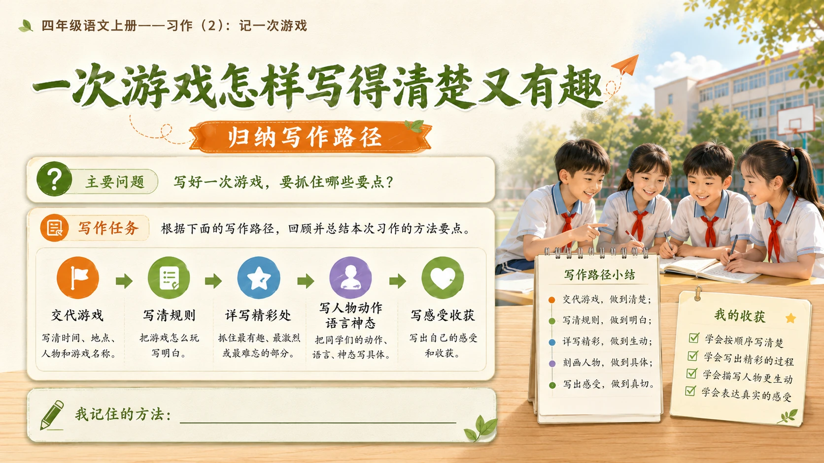 小学六年制统编教材系列课件——四年级语文上册：习作：记一次游戏（2） - 预览图17