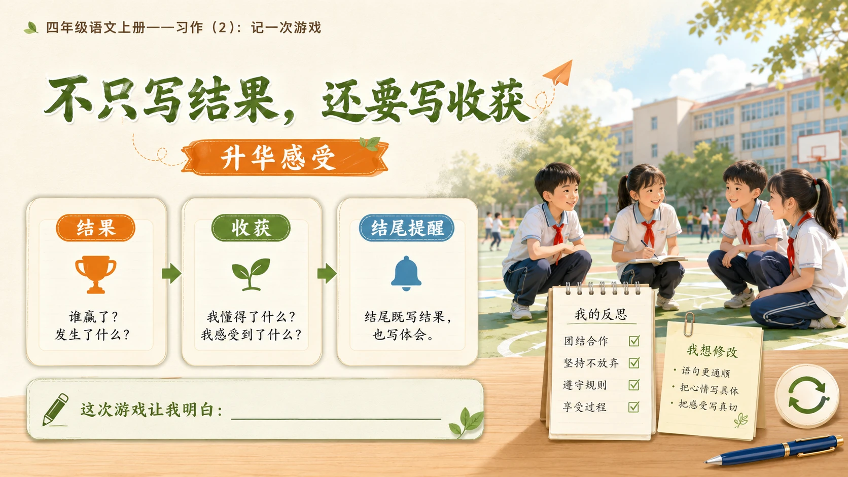 小学六年制统编教材系列课件——四年级语文上册：习作：记一次游戏（2） - 预览图10