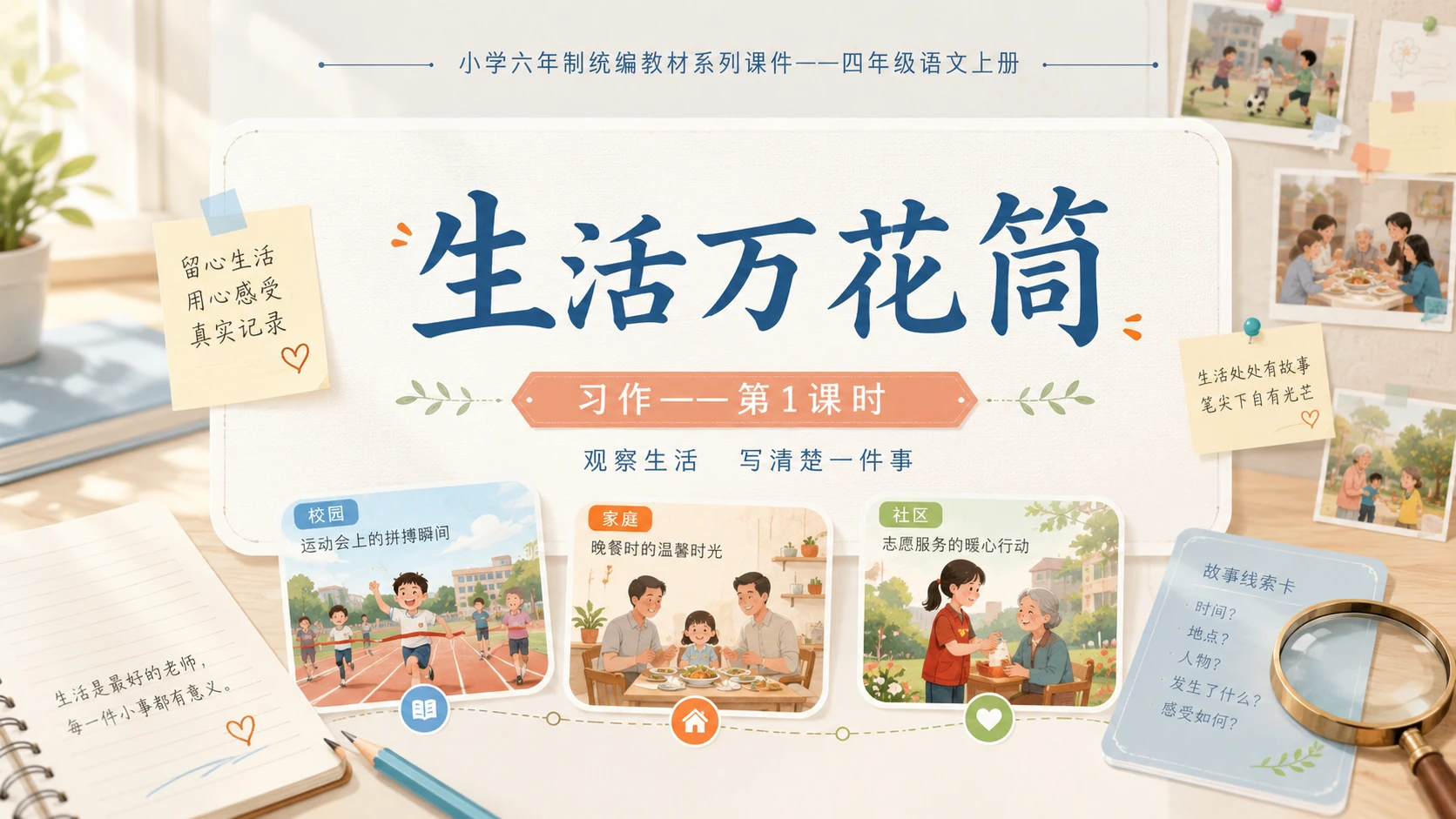 小学六年制统编教材系列课件——四年级语文上册：习作：生活万花筒（1） - 预览图1