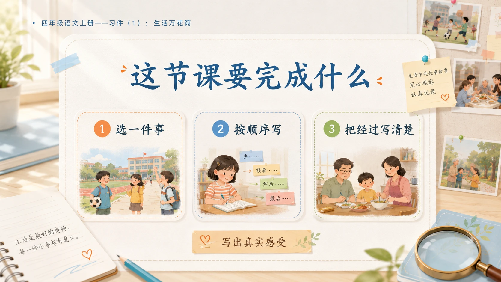 小学六年制统编教材系列课件——四年级语文上册：习作：生活万花筒（1） - 预览图2