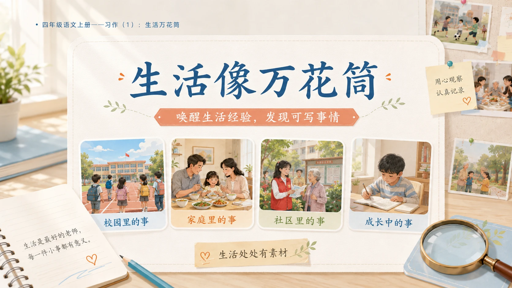 小学六年制统编教材系列课件——四年级语文上册：习作：生活万花筒（1） - 预览图3
