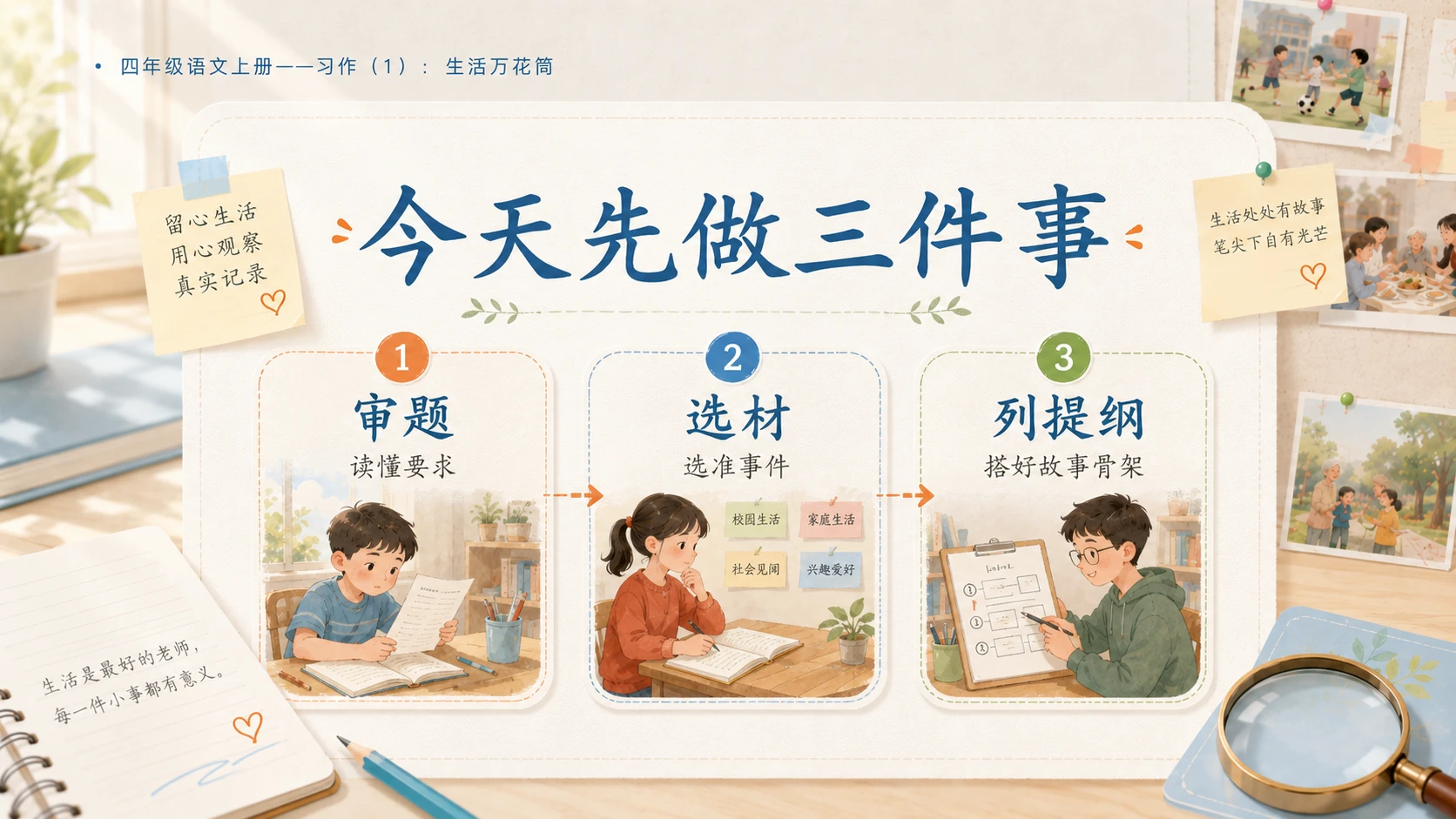 小学六年制统编教材系列课件——四年级语文上册：习作：生活万花筒（1） - 预览图4