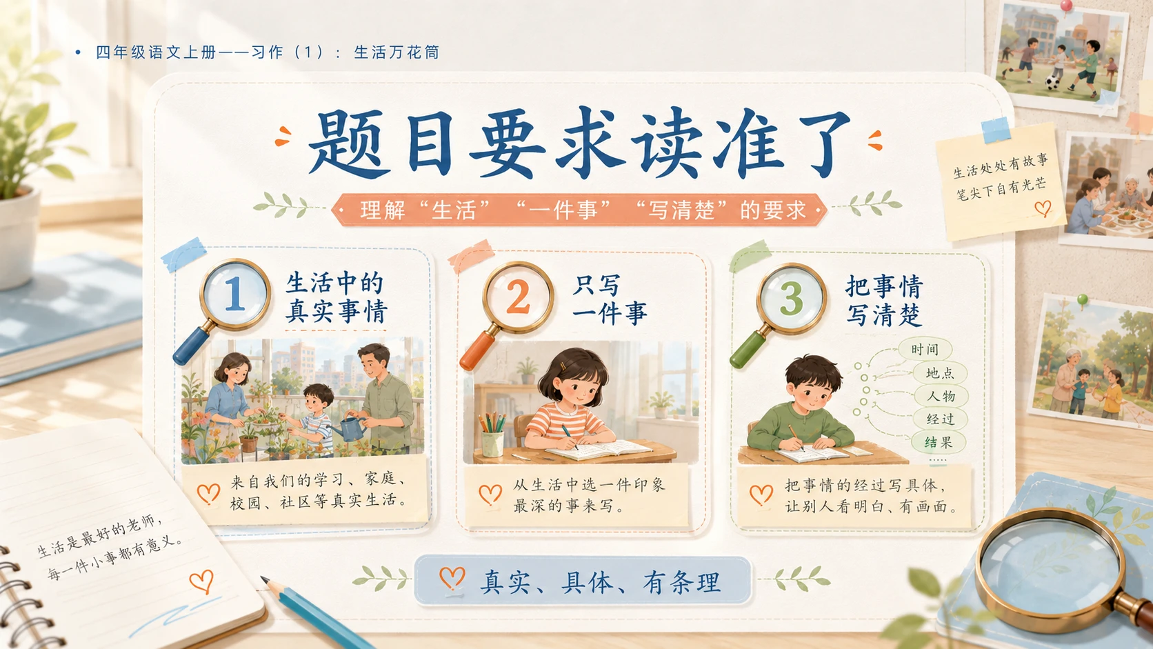 小学六年制统编教材系列课件——四年级语文上册：习作：生活万花筒（1） - 预览图5