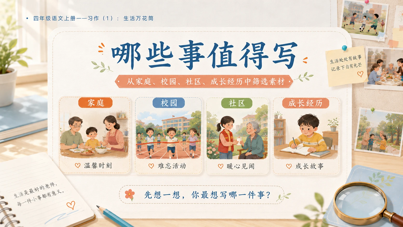 小学六年制统编教材系列课件——四年级语文上册：习作：生活万花筒（1） - 预览图6