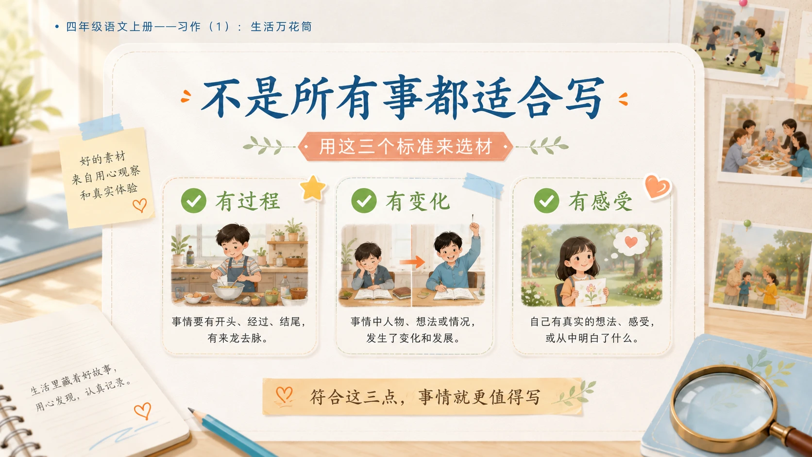 小学六年制统编教材系列课件——四年级语文上册：习作：生活万花筒（1） - 预览图7