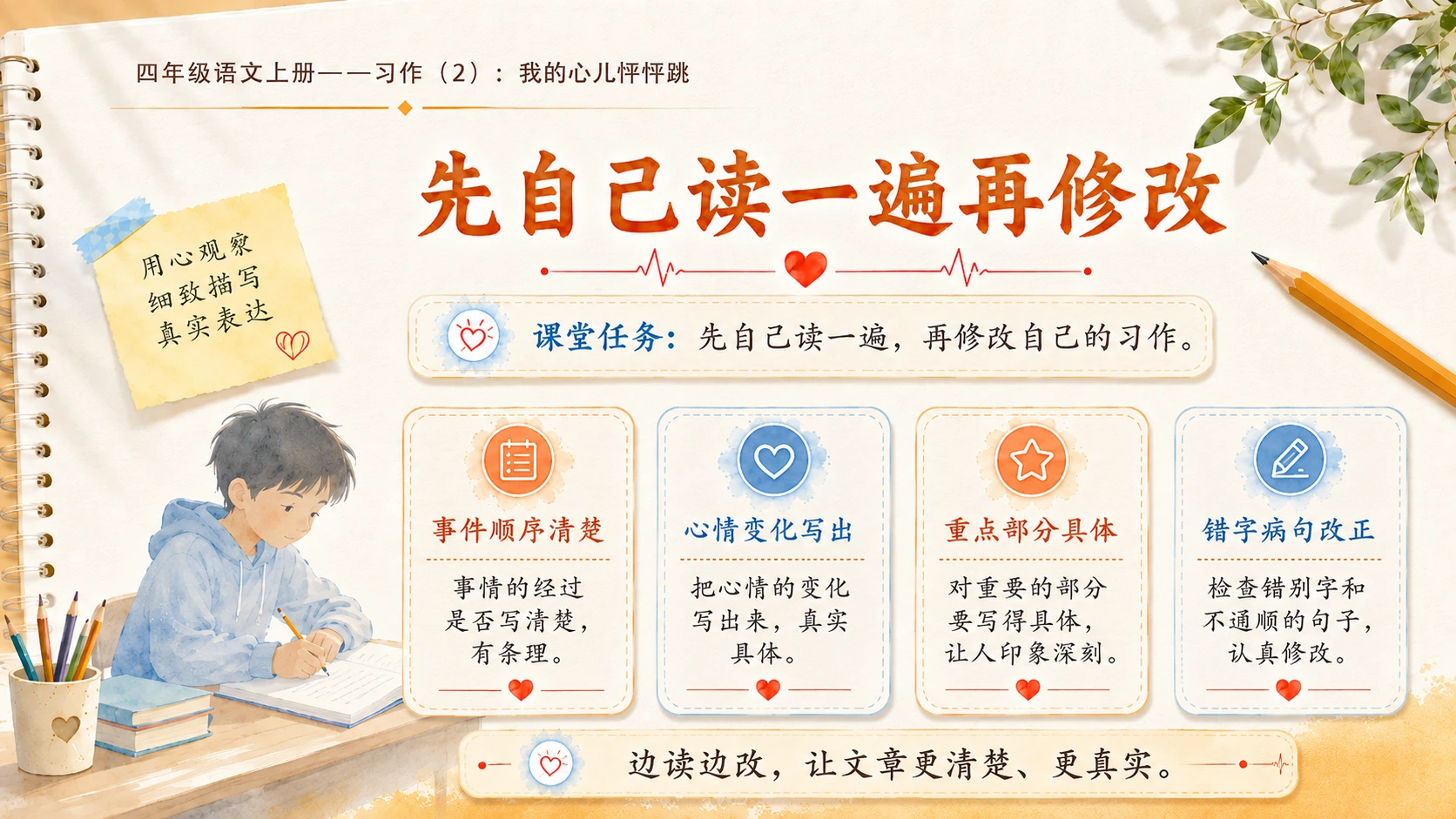 小学六年制统编教材系列课件——四年级语文上册：习作：我的心儿怦怦跳（2） - 预览图11