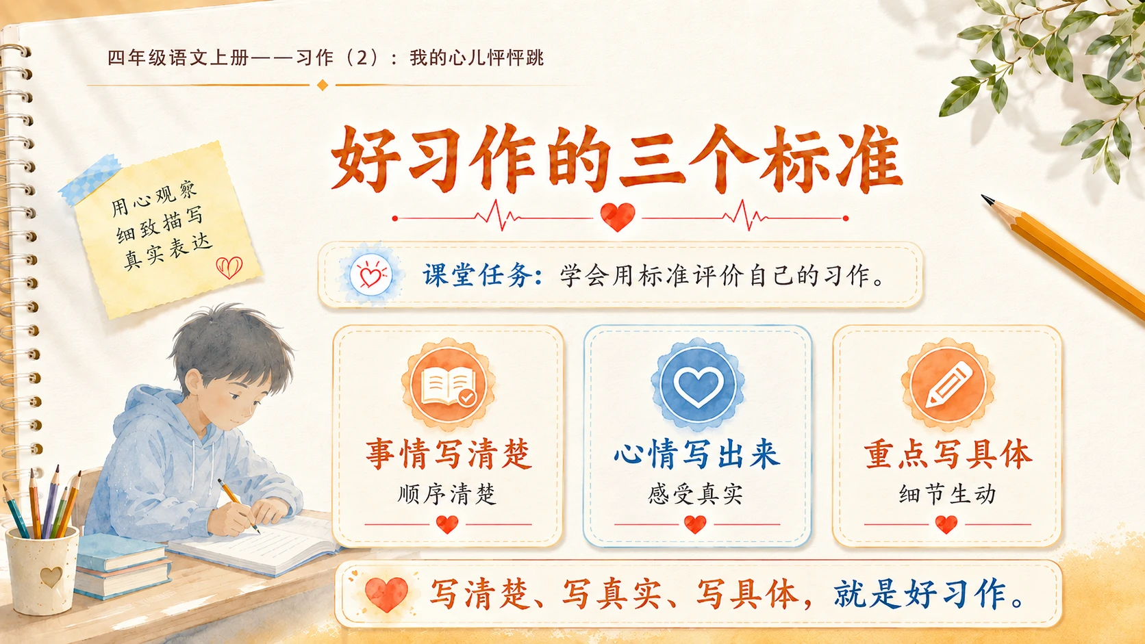 小学六年制统编教材系列课件——四年级语文上册：习作：我的心儿怦怦跳（2） - 预览图17