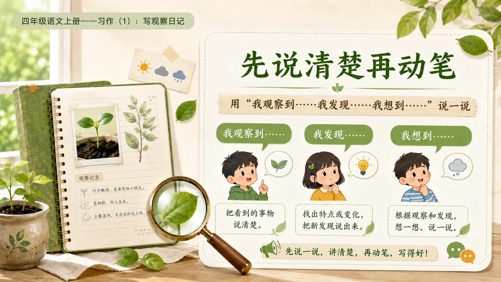小学六年制统编教材系列课件——四年级语文上册：习作：写观察日记（1） - 预览图12