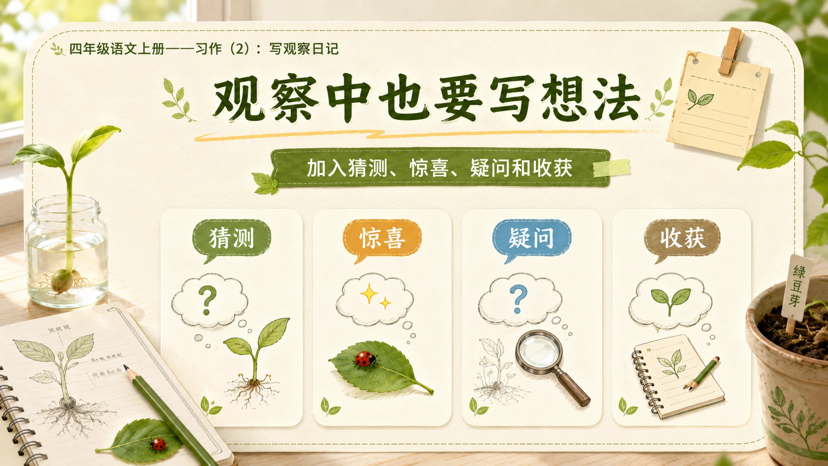 小学六年制统编教材系列课件——四年级语文上册：习作：写观察日记（2） - 预览图6