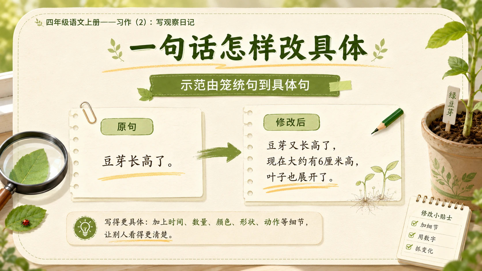 小学六年制统编教材系列课件——四年级语文上册：习作：写观察日记（2） - 预览图10