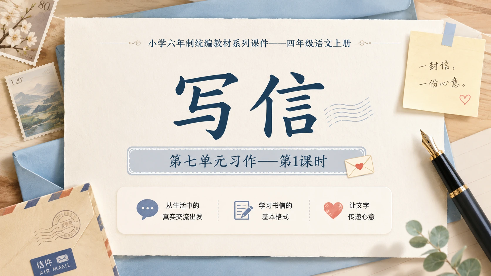 小学六年制统编教材系列课件——四年级语文上册：习作：写信（1） - 预览图1